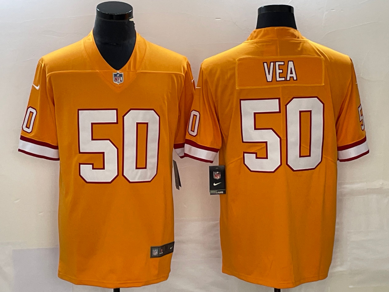 Men's Tampa Bay Buccaneers Vita Vea #50 Orange Throwback Jersey